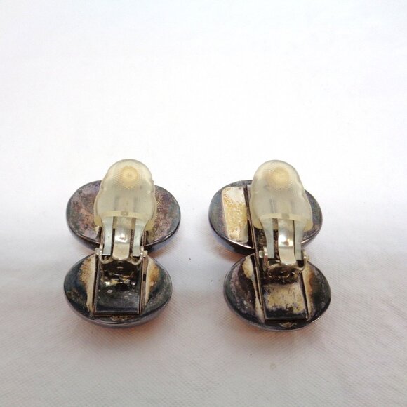 Rebecca Collins Sterling Silver Amber and Orange Jade Clip On Earrings - Picture 5 of 8